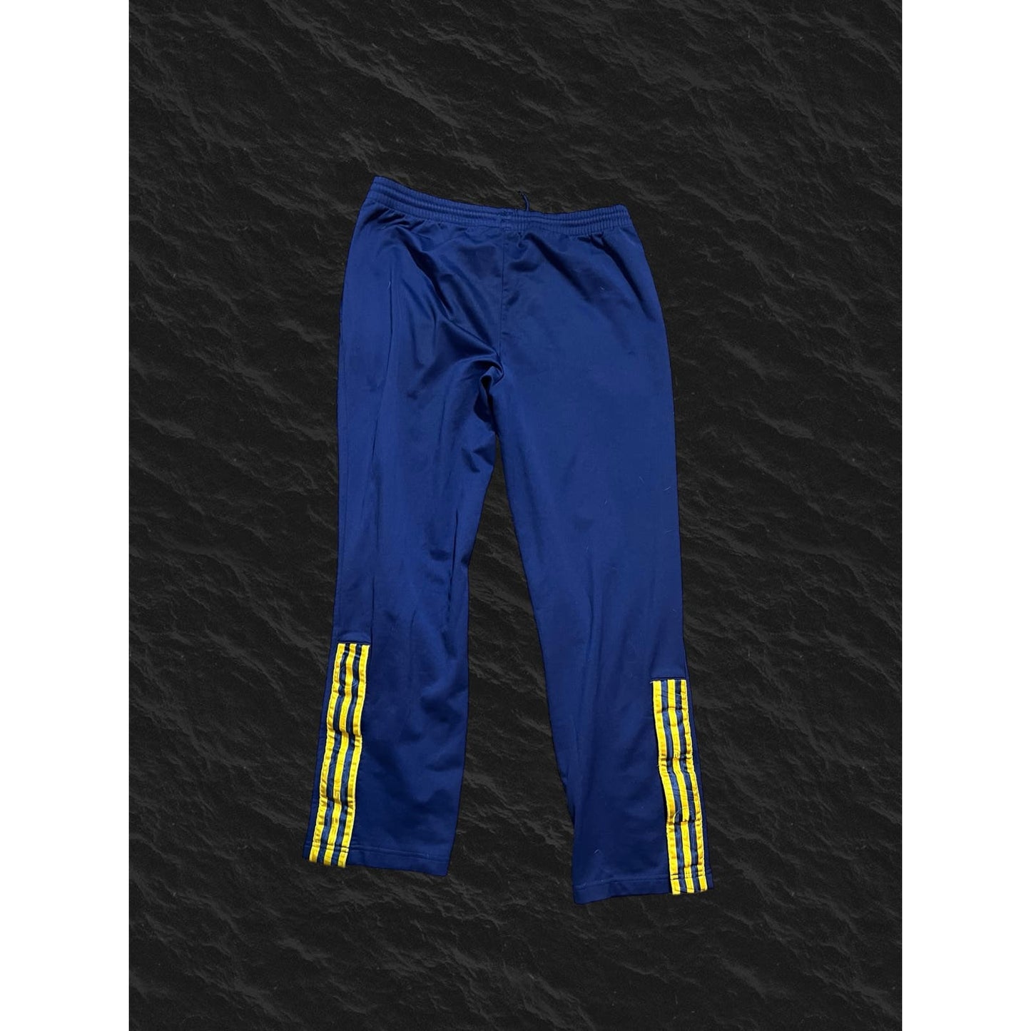 Blue yellow stripes Adidas button joggers y2k